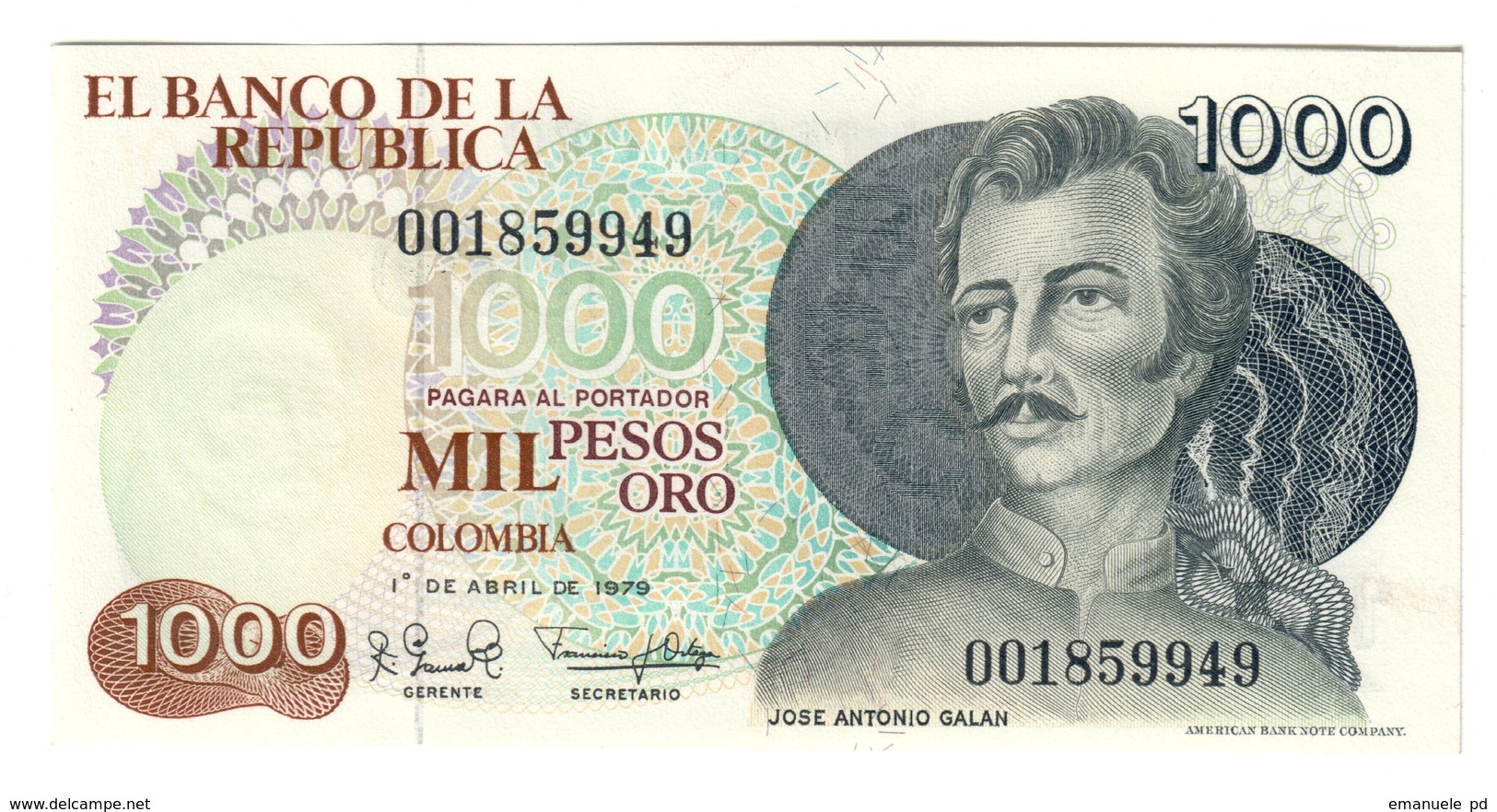 COLOMBIA	1000	PESOS	01/04/1979	P421	UNC			.CV. - Colombia