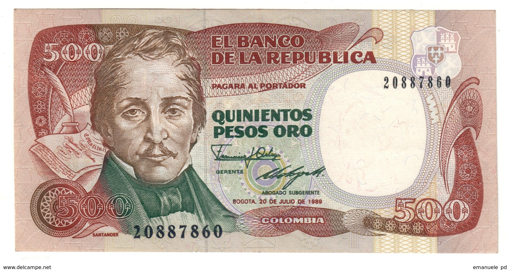 COLOMBIA	500	PESOS	20/07/1989	P431	UNC			.CV. - Colombia