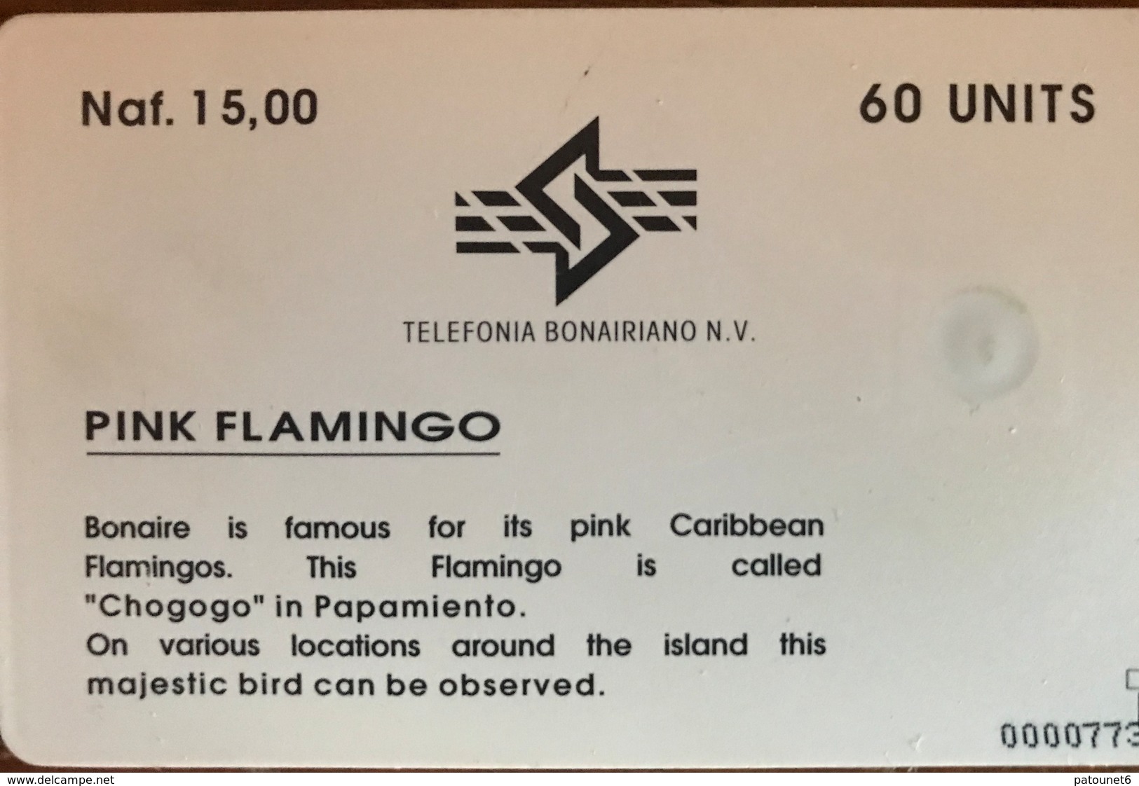 ANTILLES NEERLANDAISES - BONAIRE  -  Flamingos  -  60 Ut. - Antillen (Niederländische)