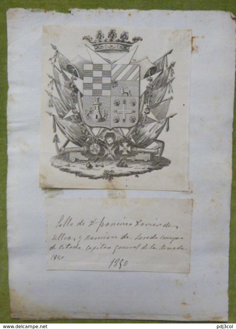 Ex-libris Héraldique, Annoté, - ESPAGNE - FRANCISCO XAVIER DE ULLOA - 1850 - Ex-Libris