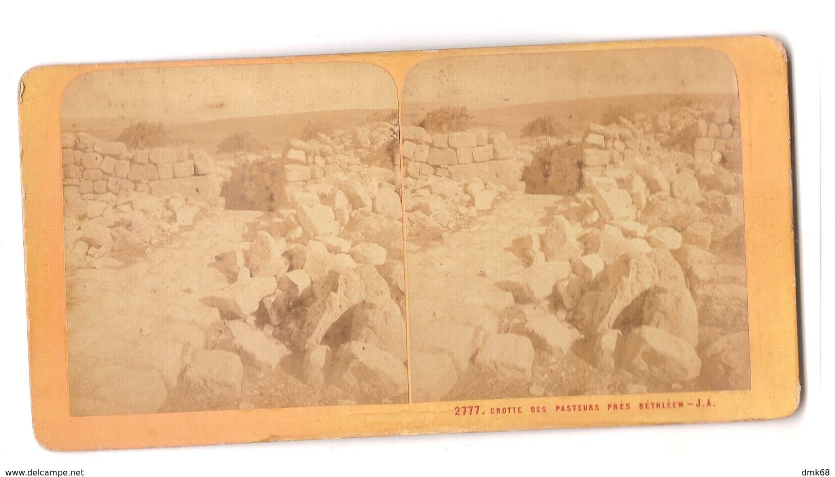 ISRAEL - GROTTE DES PASTEURS  PRES BETHLEEM - J.A. - 1880s STEREOVIEW (7043) - Stereoscopes - Side-by-side Viewers