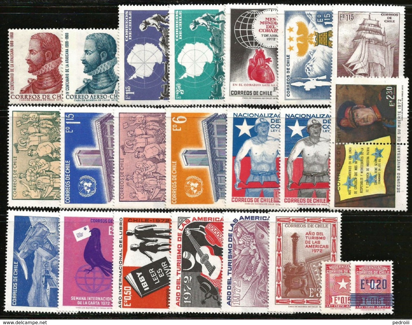 CHILE, 1972 Complete MNH Full Year Collection - Chili