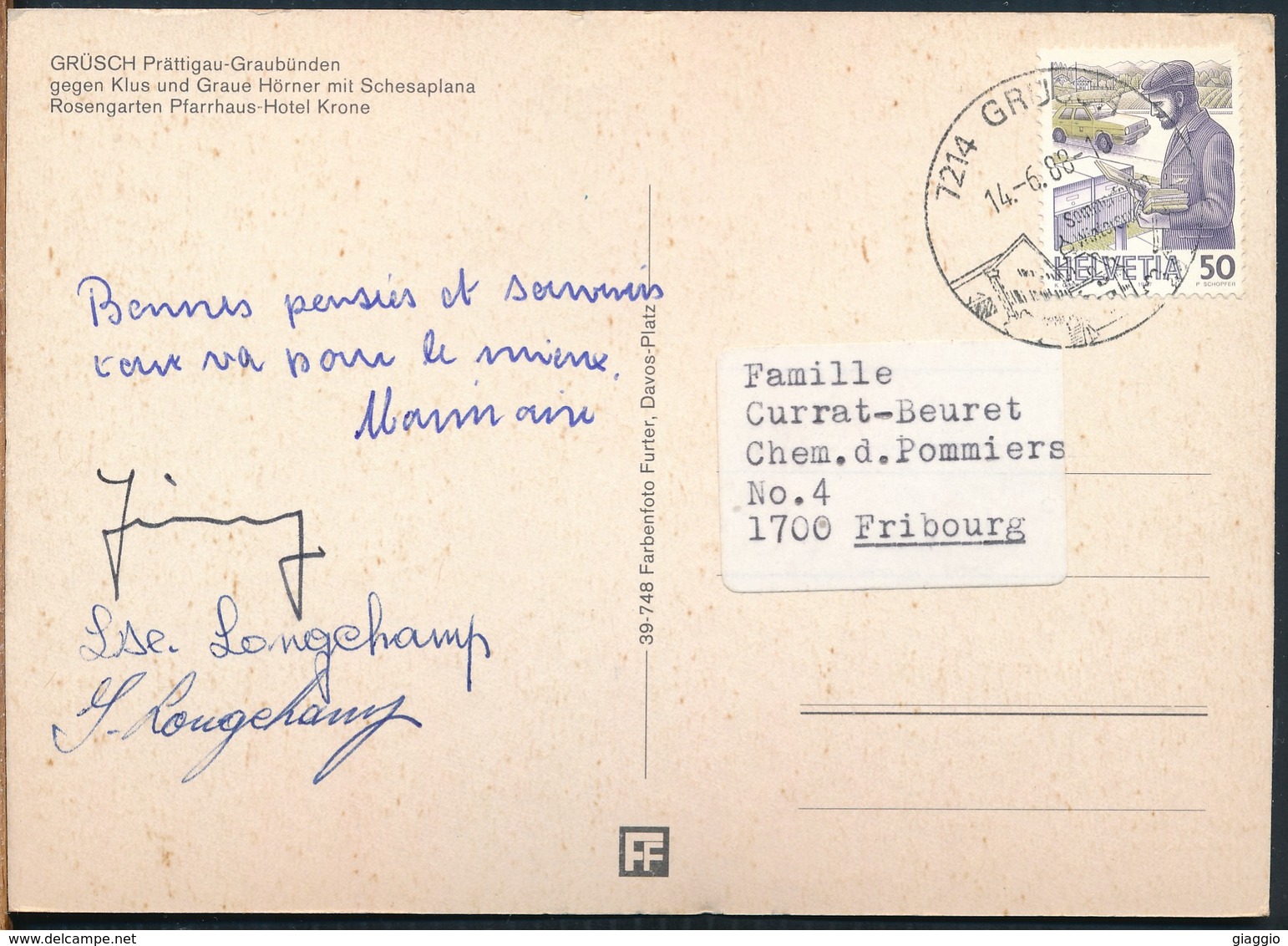 °°° 16762 - SVIZZERA - GR - GRUSCH - VEDUTE VUE VIEWS - 1989 With Stamps °°° - Grüsch