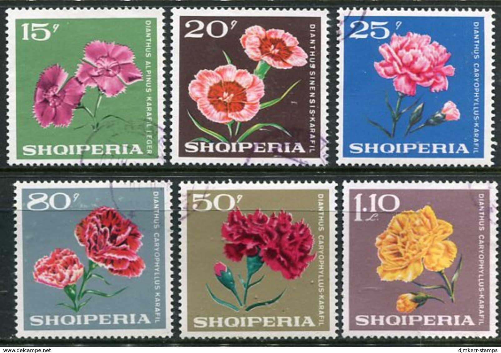 ALBANIA 1968 Carnations Used.  Michel 1247-52 - Albanie