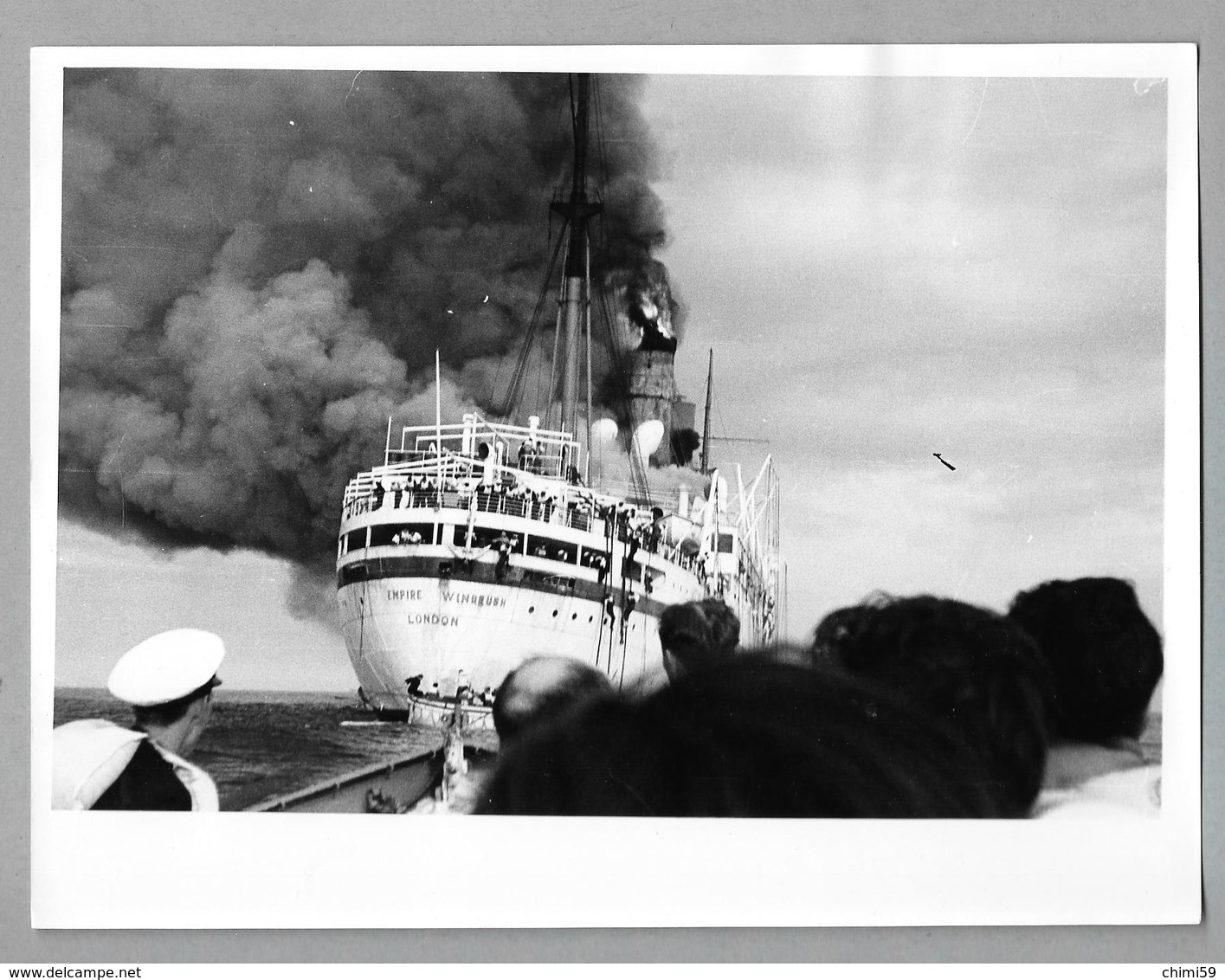 PHOTO PRESS 1954 -  EMPIRE WINDRUSH DISASTER  - CM.  21,5X16,5    Bateaux Nave Ship Boat