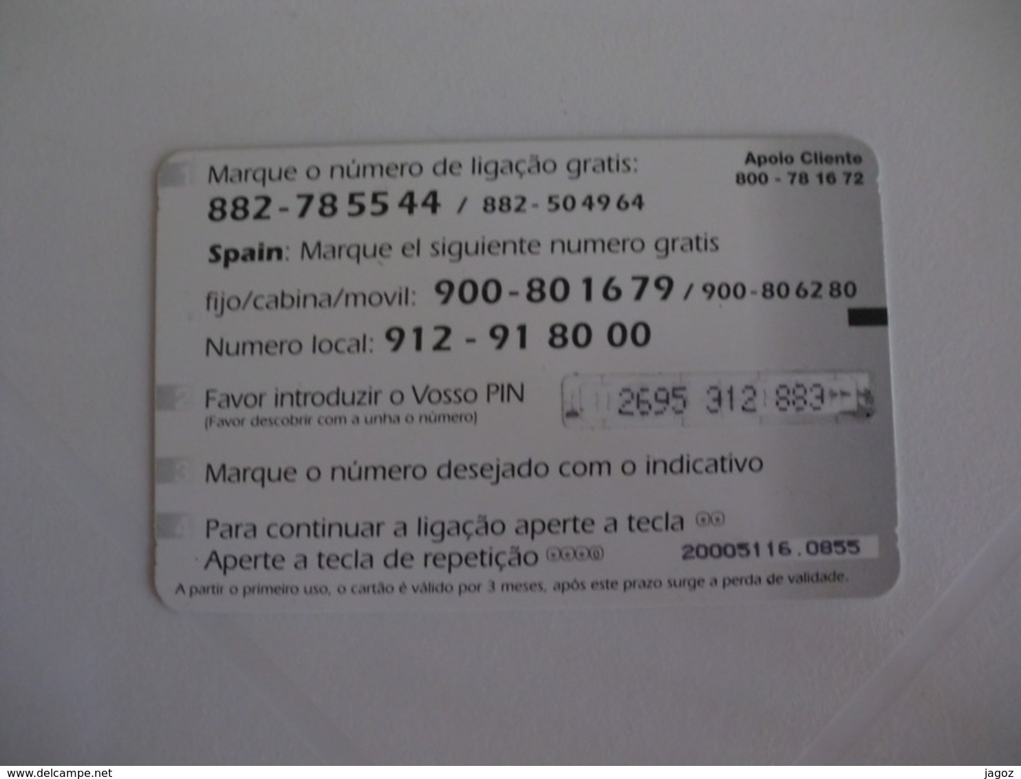 Phonecard/ Telécarte/ Cartão Telefónico Olá Brasil Nº 1 -  5 Euros - Portugal