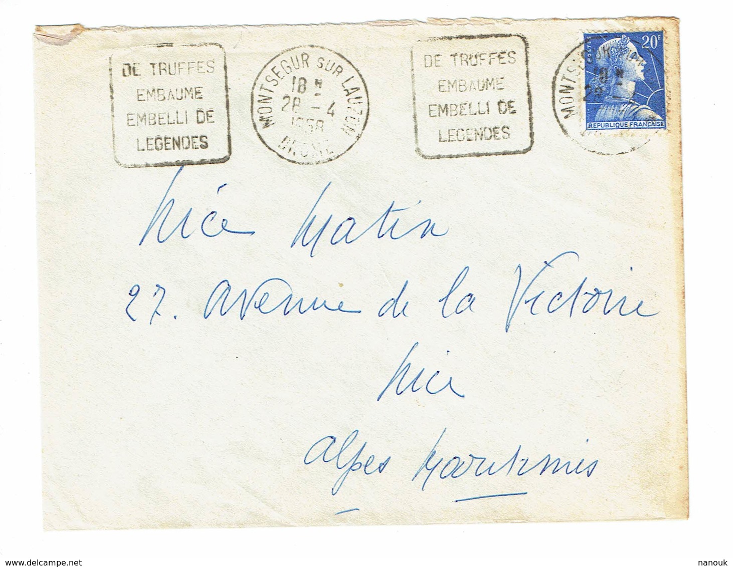 DAGUIN MONTSEGUR SUR LAUZON   DE TRUFFES EMBAUME  Double Frappe         K72 - Mechanical Postmarks (Other)