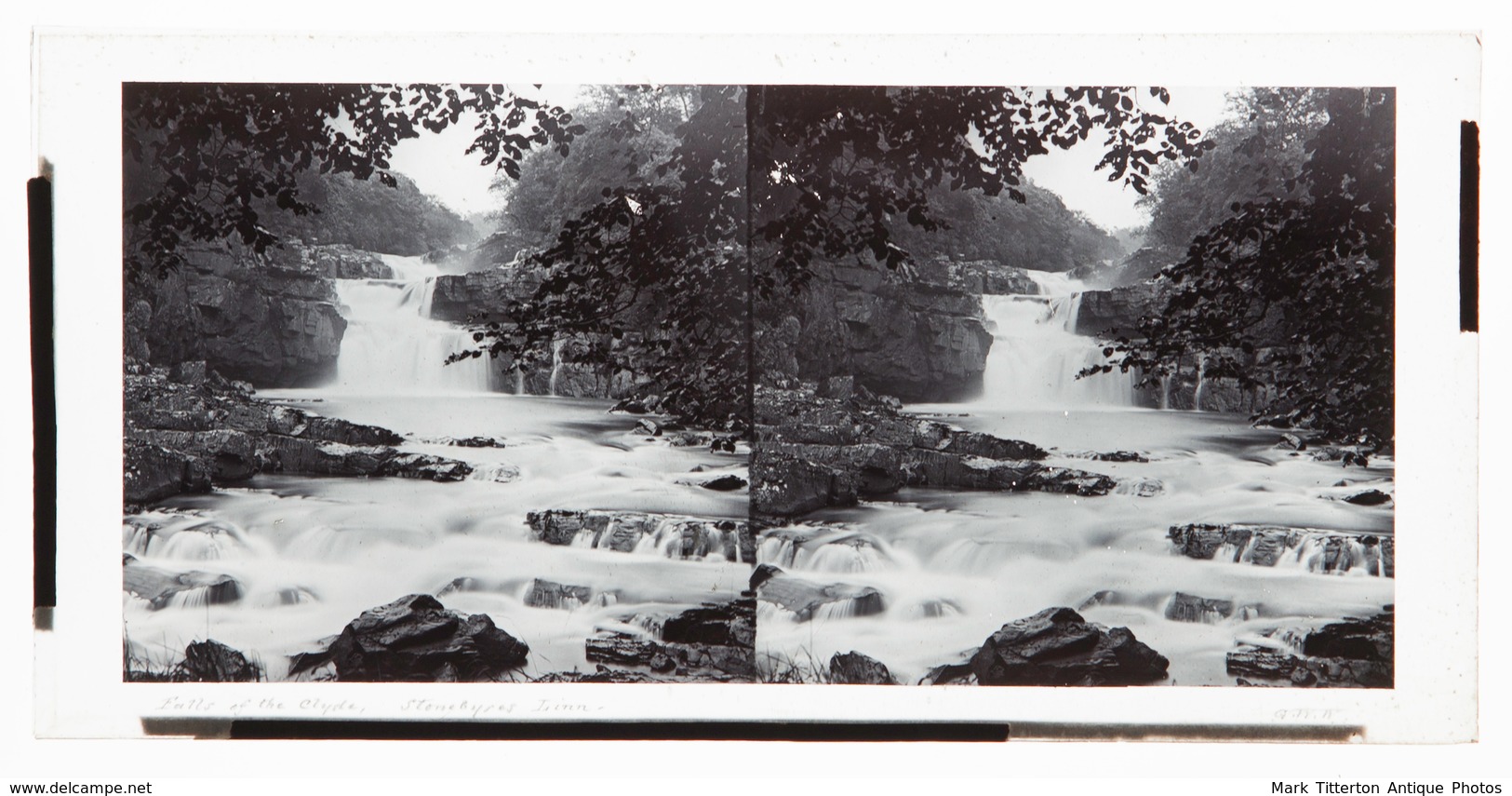 Glass Stereoview - Falls On The Clyde By G.W.Wilson - Stereoscopi