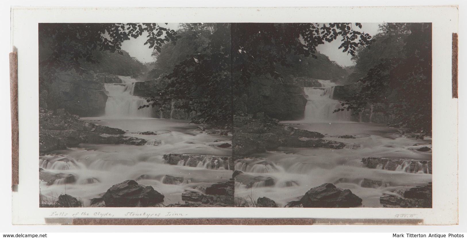 Glass Stereoview - Falls On The Clyde By G.W.Wilson - Stereoscopi