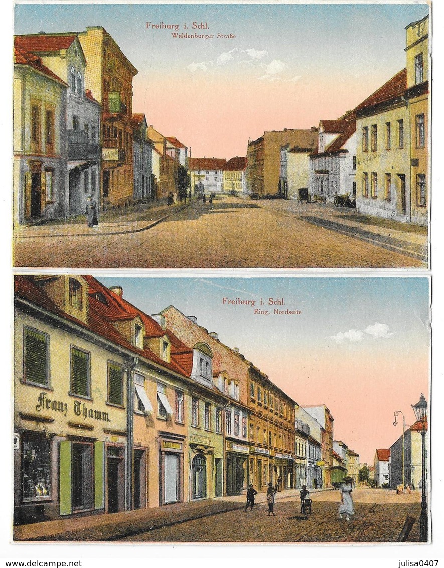 FREIBURG I SCHL SWIEBODZICE (Pologne) 2 Cartes Postales Rues - Pologne