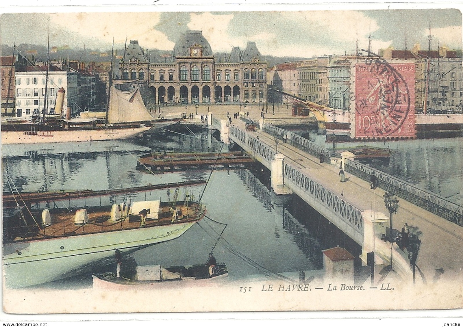 151. LE HAVRE . LA BOURSE . JOLI AFFR SUR RECTO . CARTE COLORISEE - Non Classés