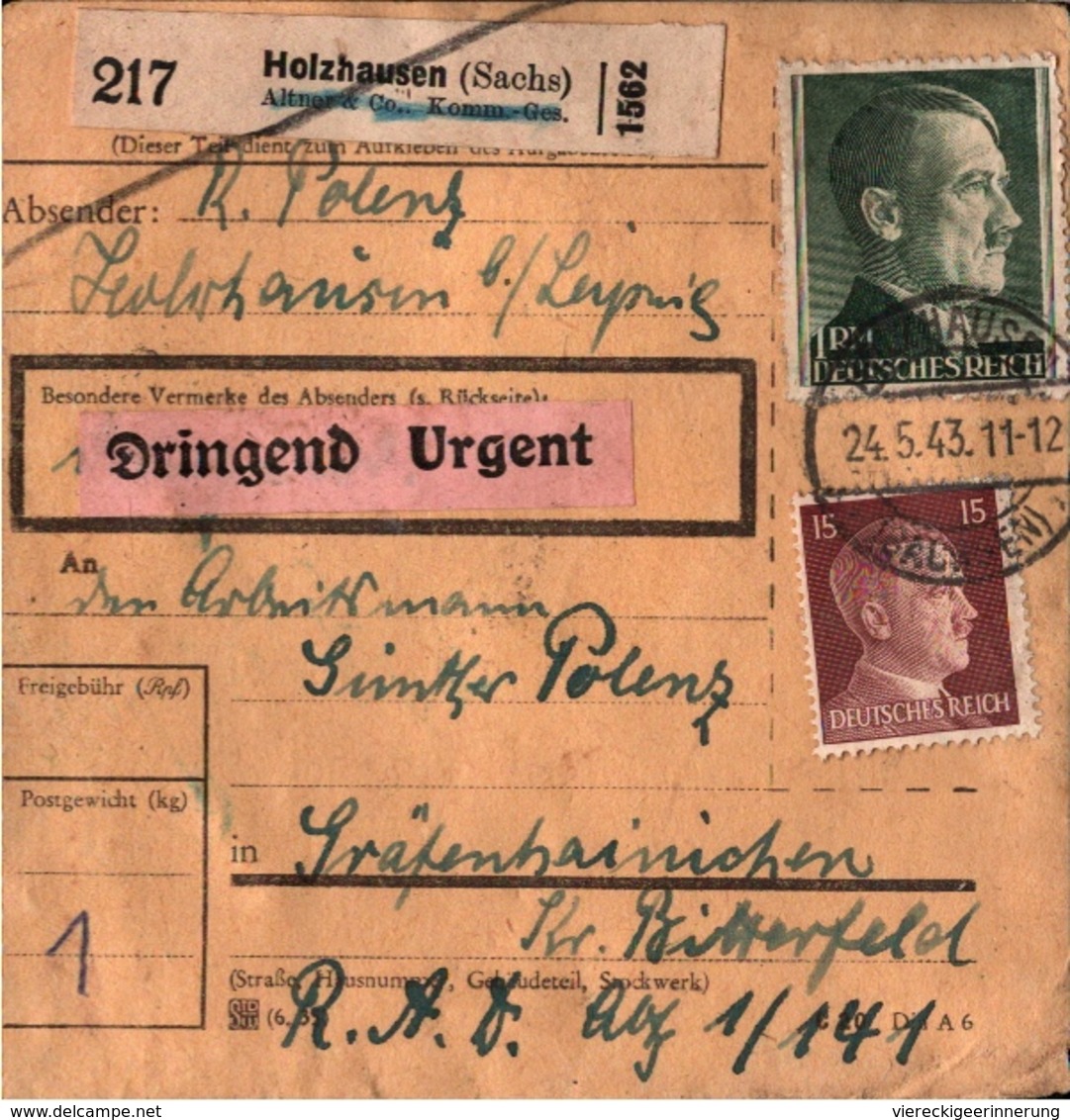 ! 1943 Paketkarte Deutsches Reich, Holzhausen Bei Leipzig N. Gräfenhainichen, Sachsen, R.A.D. Lager, Reichsarbeitsdienst - Storia Postale