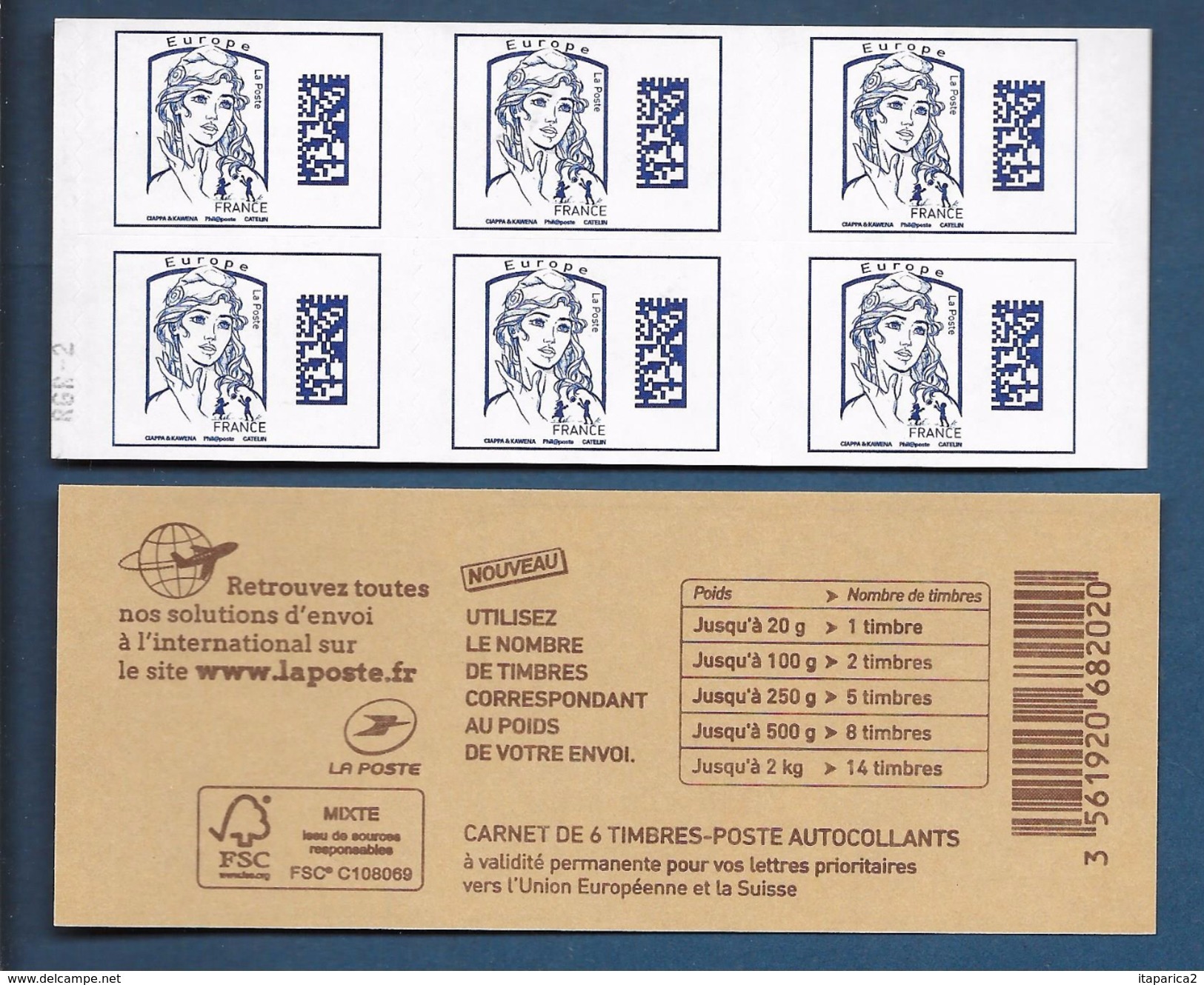 2015 Carnet Adhésif - BC 1176 Datamatrix Europe Bleu 6 Timbres Neuf** Non Plié / MA06 - Commemoratives