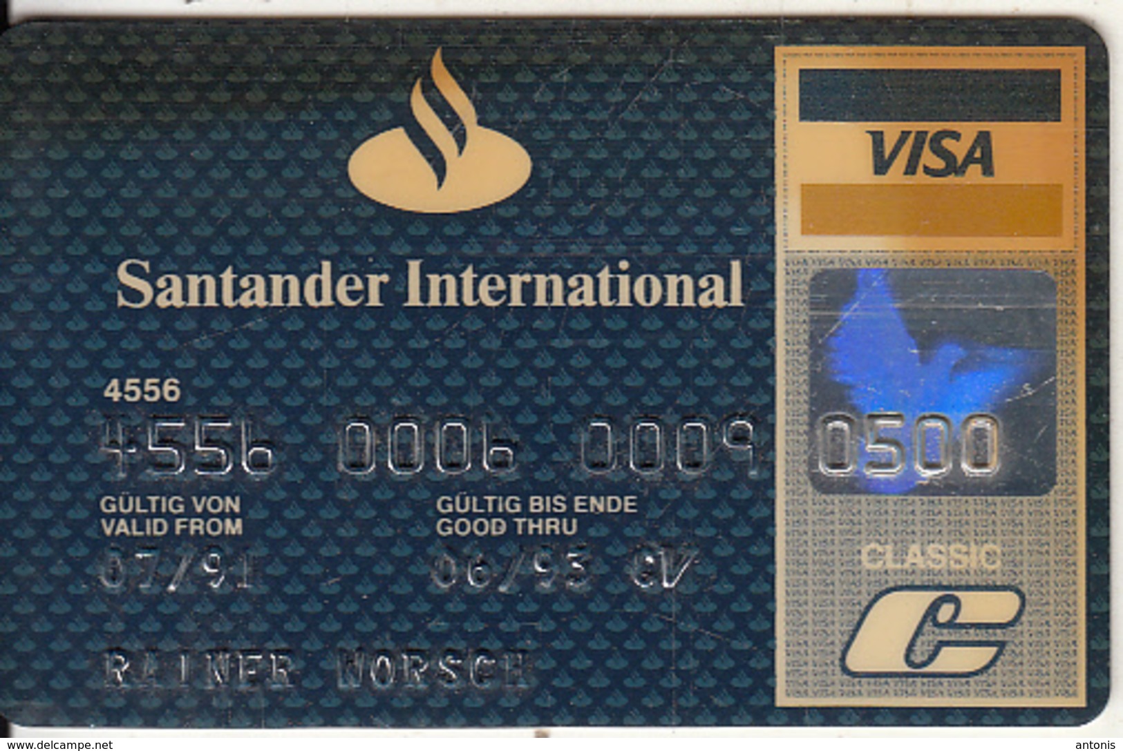 GERMANY - Santander International Bank(reverse Datacard), Classic Visa, 04/91, Used - Carte Di Credito (scadenza Min. 10 Anni)