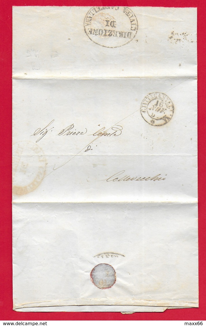 PREFILATELICA PONTIFICIO - 1852 Lettera Con Testo CIVITACASTELLANA COLLEVECCHIO - Franchigia Direzione Postale - 1. ...-1850 Prefilatelia