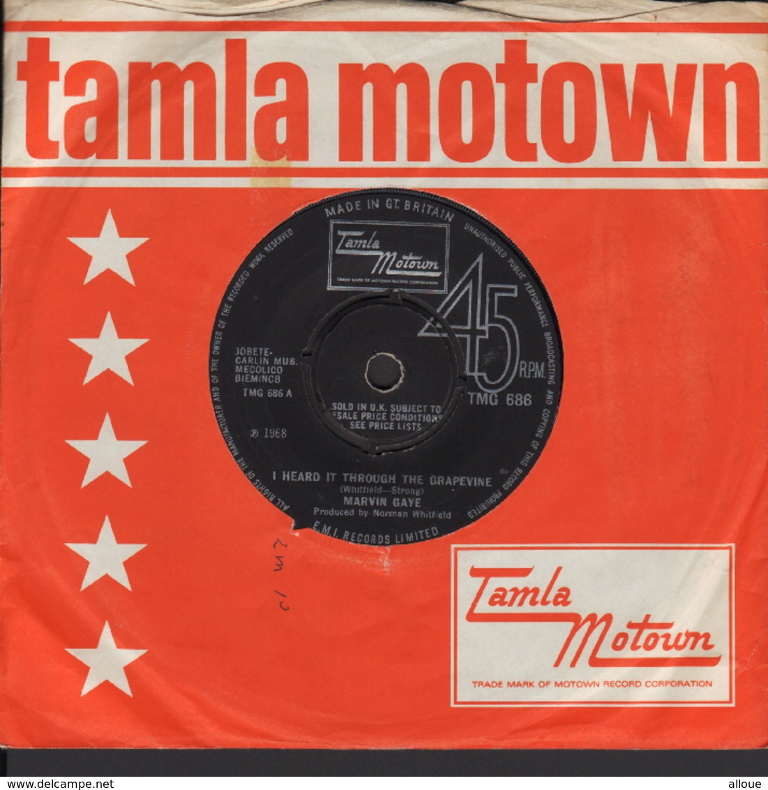 MARVIN GAYE - UK MOTOWN SINGLE 1968 - I HEAR IT THROUGH THE GRAPEVINE + NEED SOMEBODY - Rock