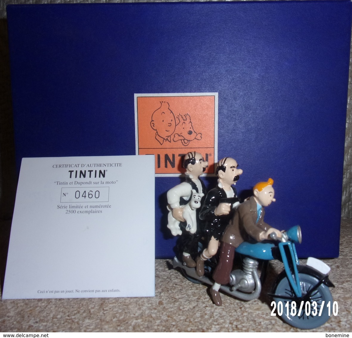 Tintin Dupondt Moto Figurine Pixi N°400 Série Limitée 2500 Ex. - Statuettes En Métal