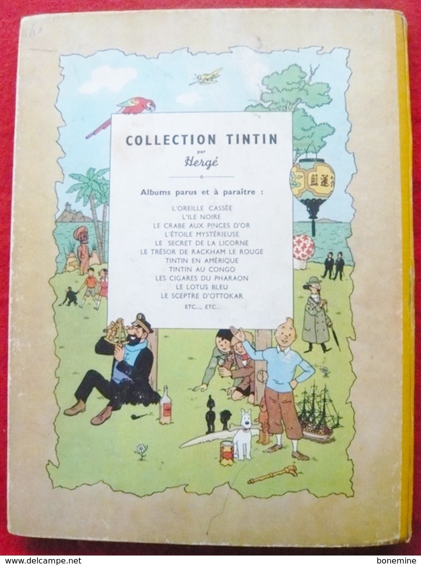 Tintin Secret Licorne B1 1946 Papier épais - Dos Jaune - Pull Haddock 2 Couleurs Tirage Limité. - Tintin