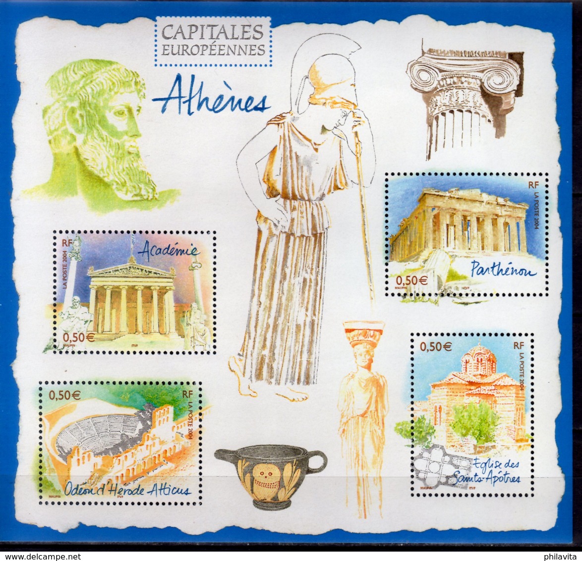 2004 France - Capitals Of European Lands Athens MS MNH**  MiNr. 3867 - 3870 (Block 42) CEPT Hang On - Ungebraucht