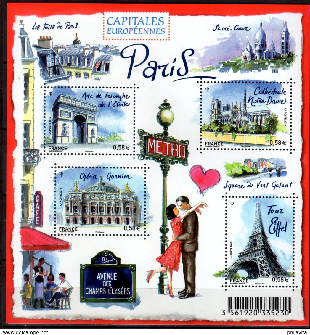2010 France - Capitals Of European Lands Paris MS MNH**  MiNr. 4989 - 4992 (Block 142) CEPT Hang On - Ungebraucht