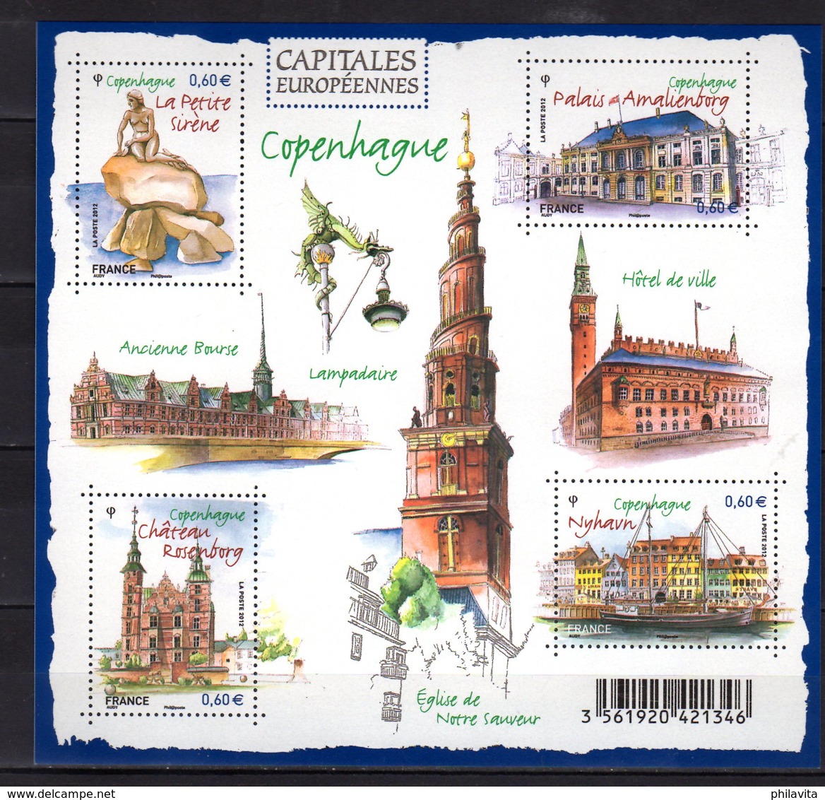 2012 France - Capitals Of European Lands Kopenhagen MS MNH**  MiNr. 5299 - 5302 (Block 173) CEPT Hang On - Ungebraucht