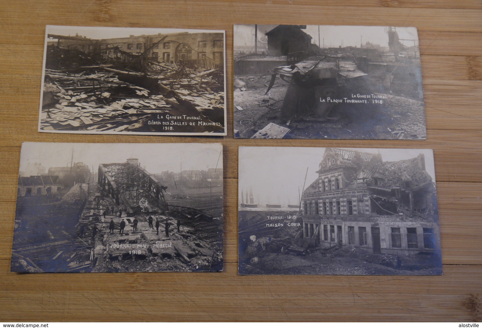 Tournai Cpa Pk 1914 1918 Ww1  4 Cartes Bombardement Tournai 1918 Carte Photo Rare - Tournai