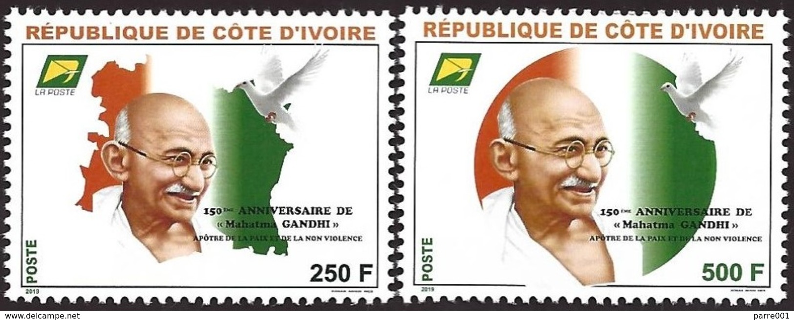Côte D'Ivoire Ivory Coast 2019 Mahatma Gandhi Peace Dove Mint Set - Mahatma Gandhi