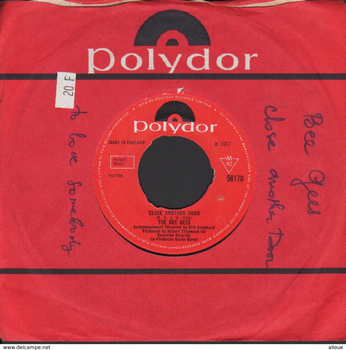 THE BEE GEES UK SINGLE - TO LOVE SOMEBODY + CLOSE ANOTHER DOOR - Rock