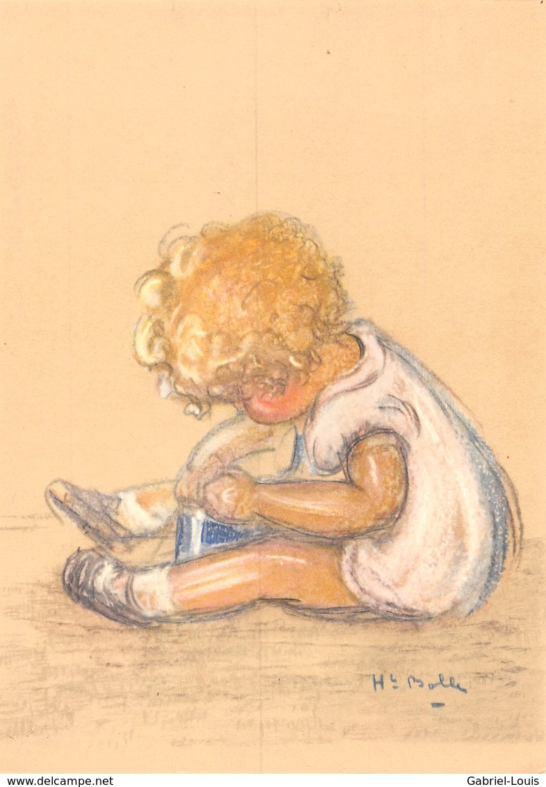 Pastèl Henriette Bolle Artiste Morgienne (1885-1957) - Morges  - Portrait Petite Fille Qui Joue (10X15) - Port
