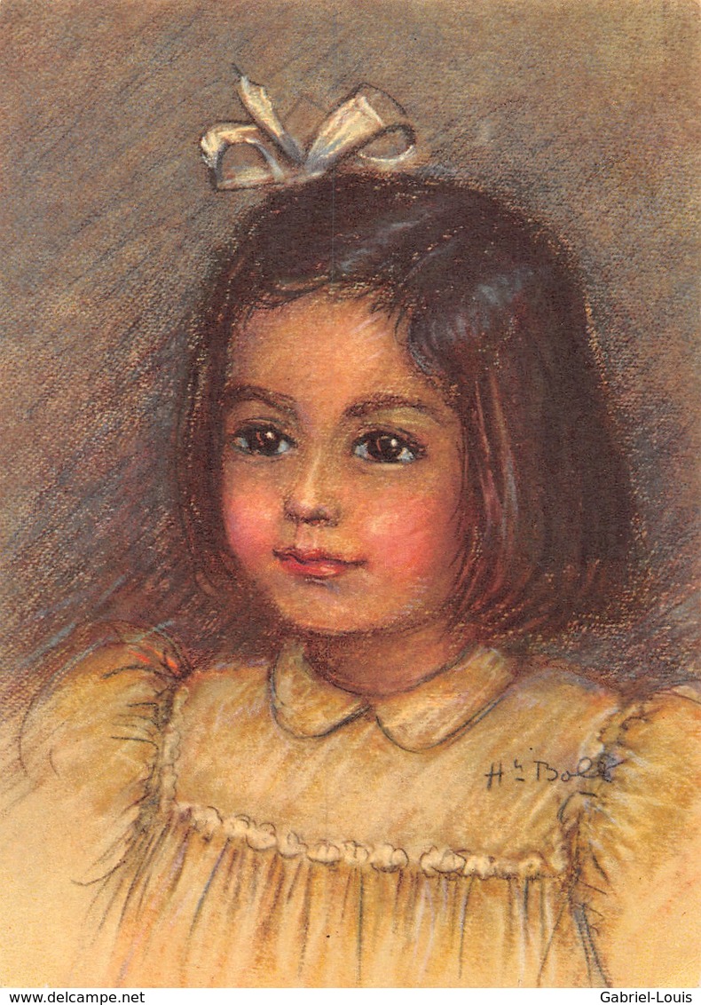 Pastèl Henriette Bolle Artiste Morgienne (1885-1957) - Morges  -  Petite Fille -Portrait (10X15) - Port