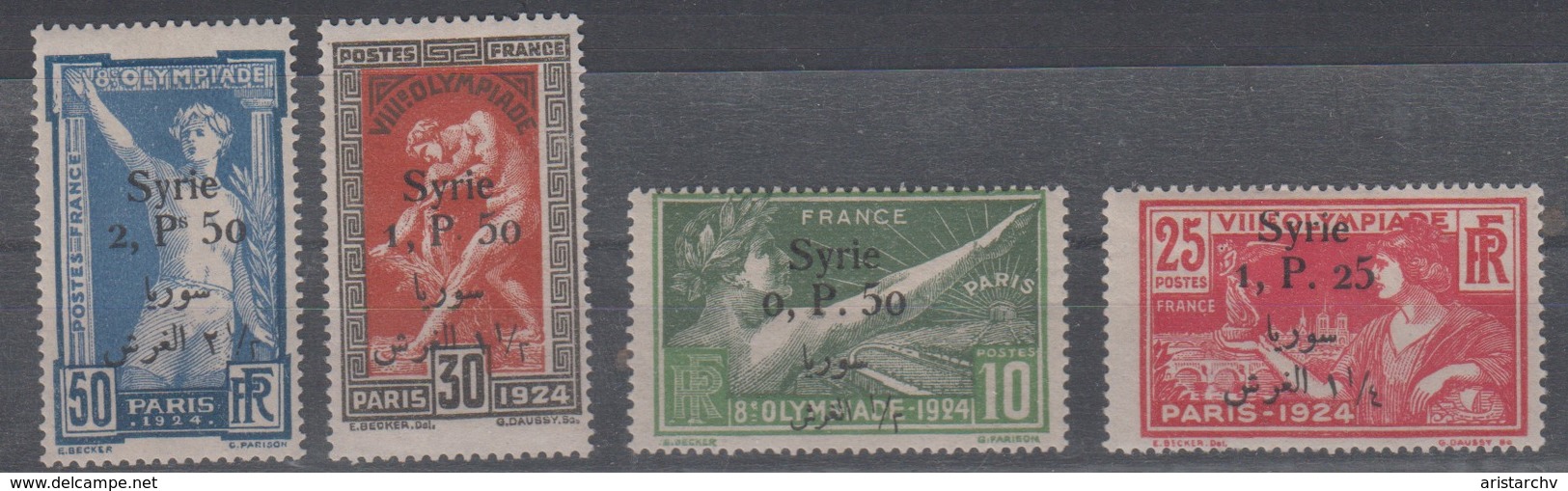 SYRIA 1924 OLYMPIC GAMES ARABIC OVERPRINT ON FRANCE STAMPS MICHEL 254-257 - Estate 1924: Paris