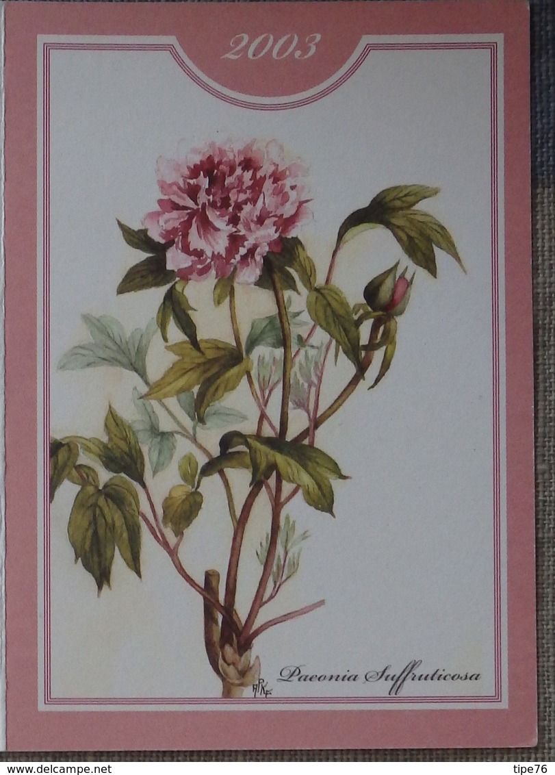 Petit Calendrier Poche 2003 Fleur Paeonia Pivoine - Pharmacie La Croix St Leufroy - Petit Format : 2001-...