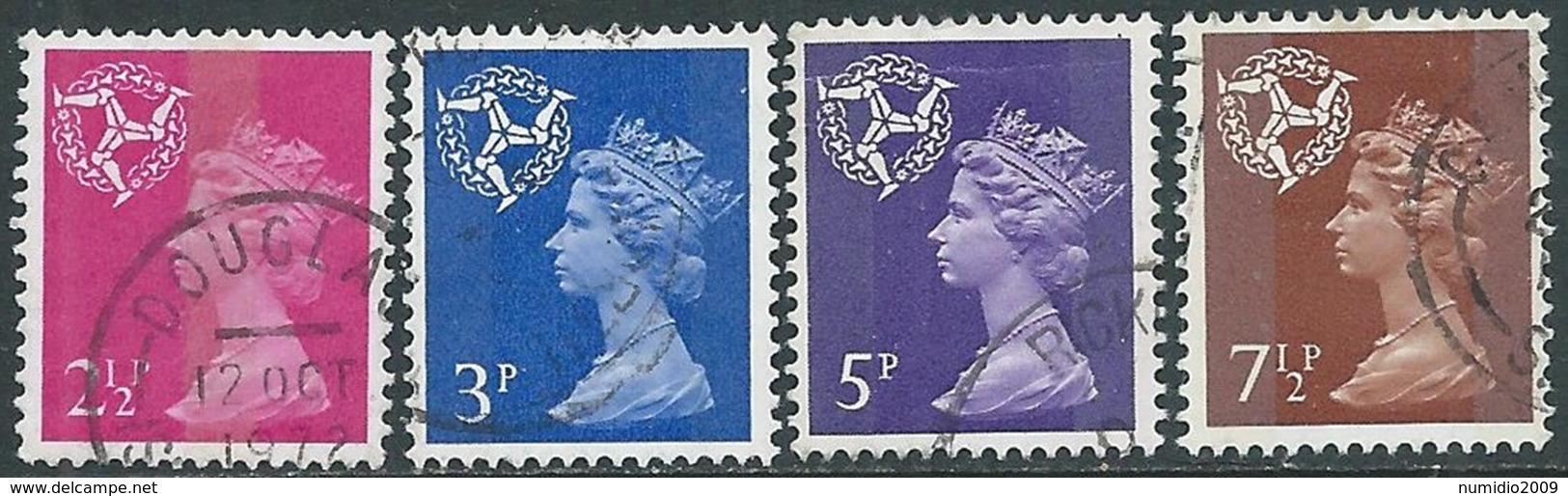 1971 GRAN BRETAGNA USATO EMBLEMI REGIONALI ISOLA DI MAN 4 VALORI - RC2-3 - Non Classés