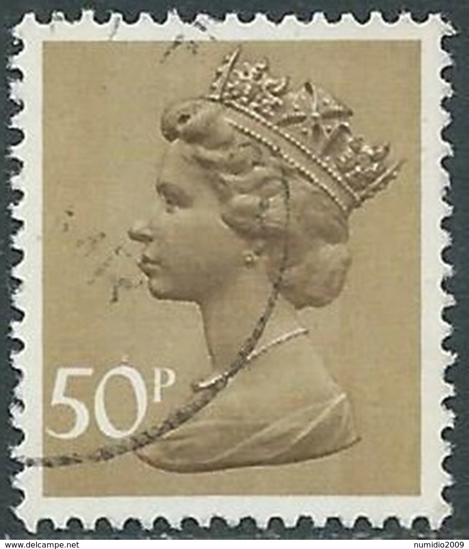 1977 GRAN BRETAGNA USATO EFFIGIE REGINA ELISABETTA II 50 P - RC2-9 - Oblitérés