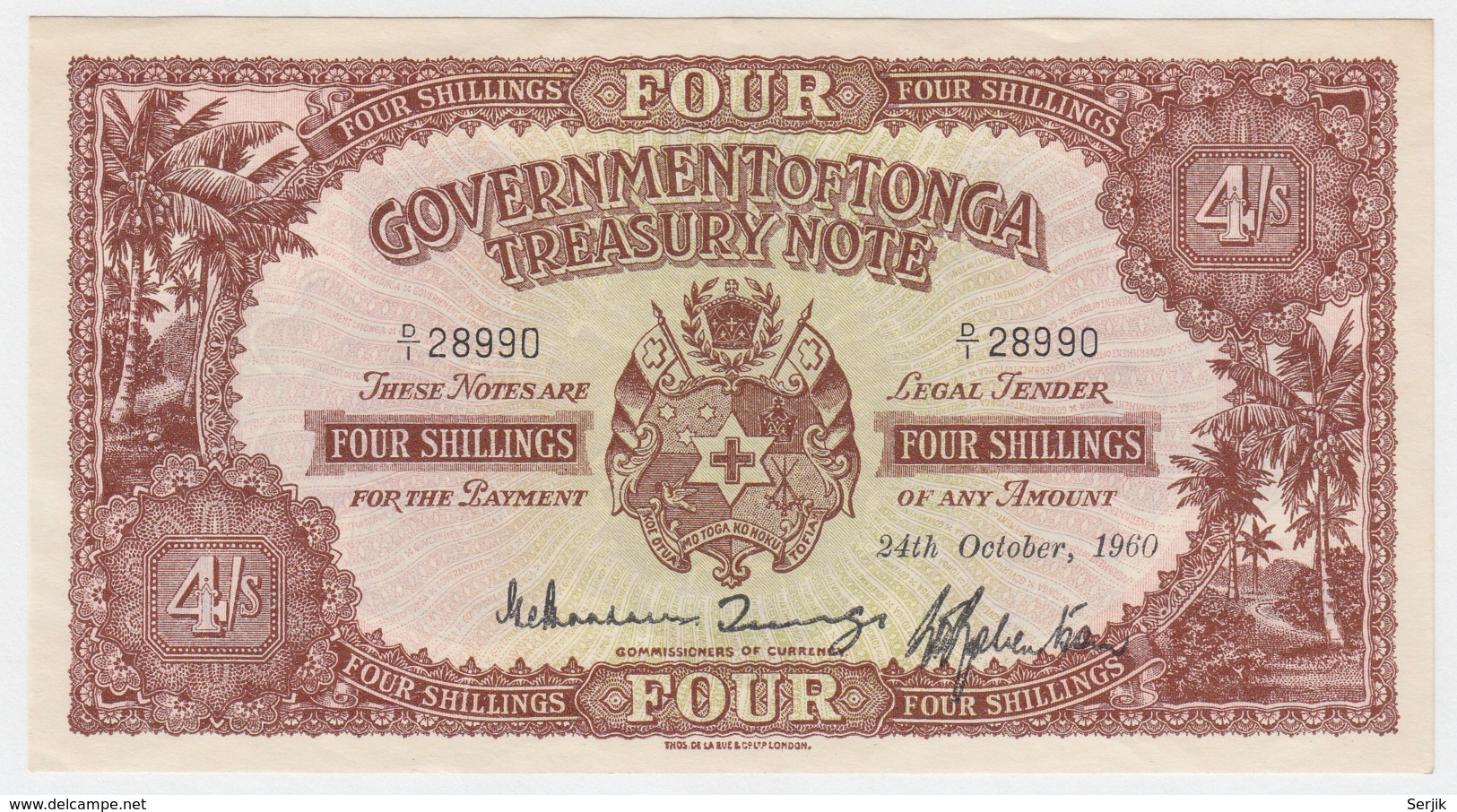 Tonga 4 Shillings 1960 XF+ AUNC Pick 9d - Tonga