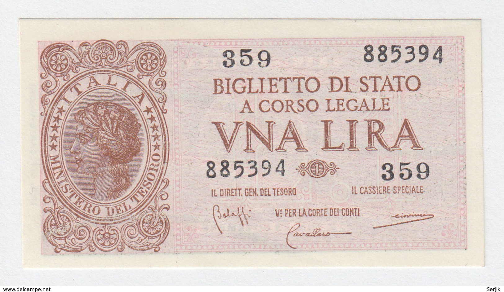 ITALY 1 Lire 1944 AUNC+ Pick 29b 29 B - Italia – 1 Lira