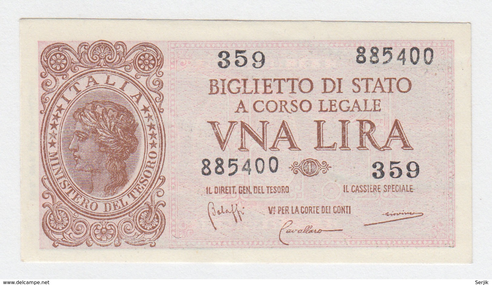 ITALY 1 Lire 1944 AUNC+ Pick 29b 29 B - Italië – 1 Lira