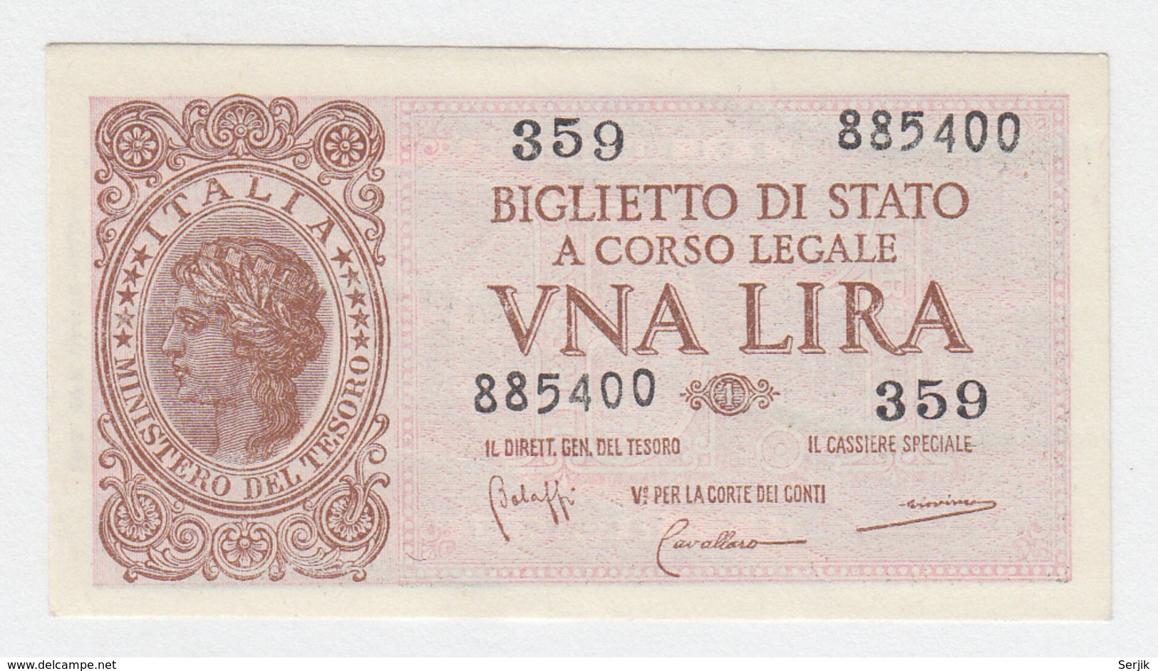 ITALY 1 Lire 1944 AUNC+ Pick 29b 29 B - Italia – 1 Lira