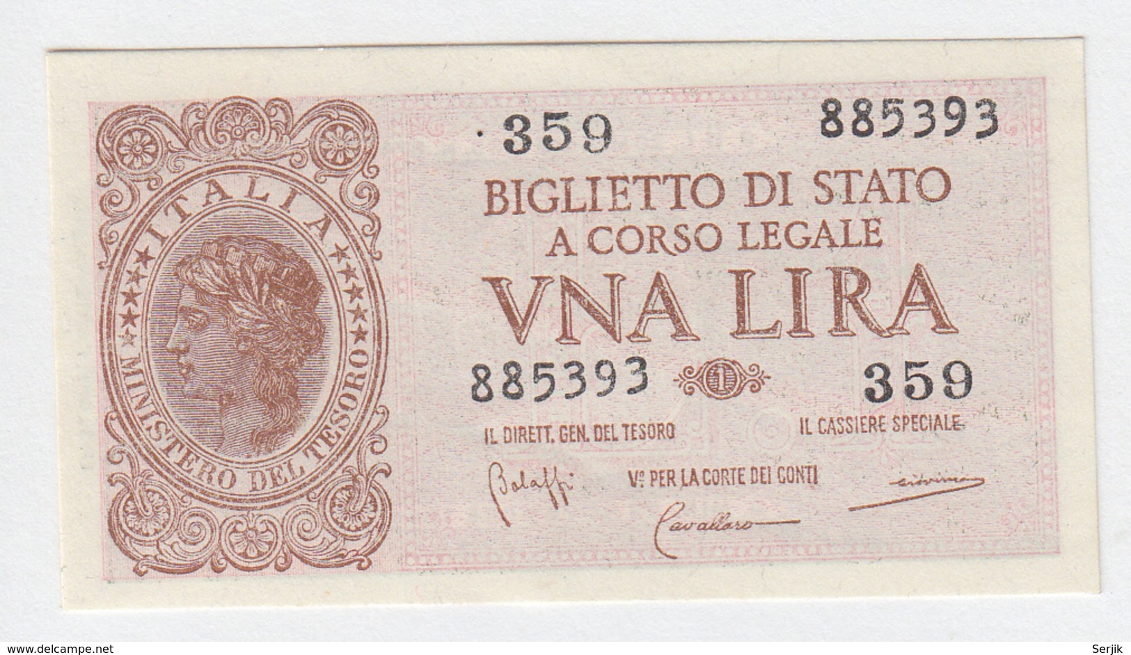 ITALY 1 Lire 1944 AUNC+ Pick 29b 29 B - Italia – 1 Lira