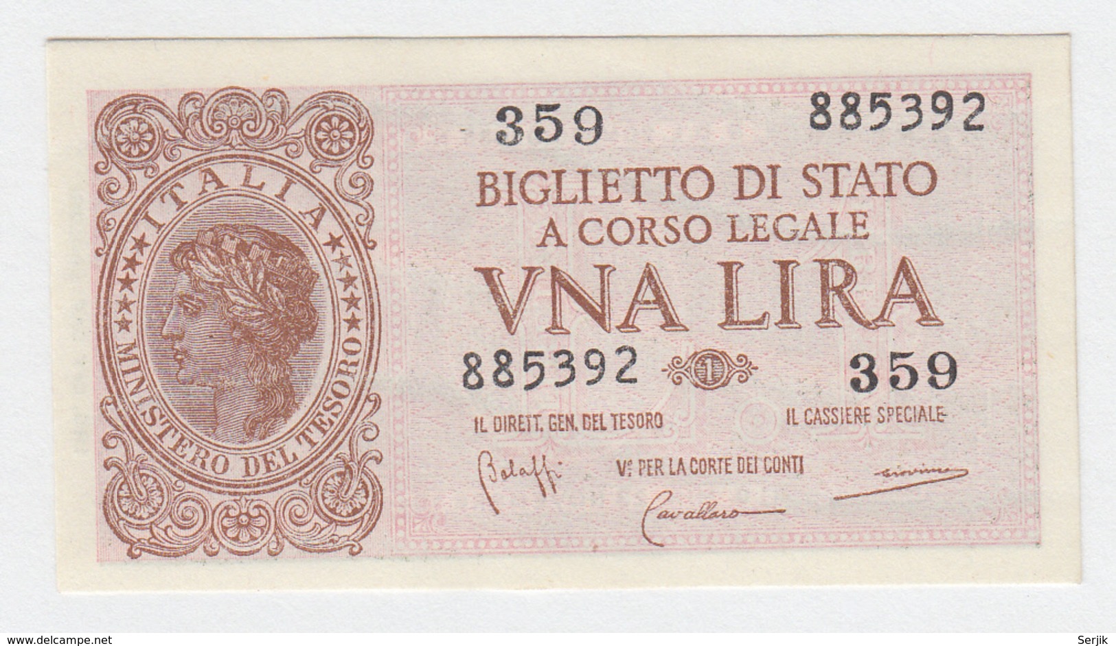ITALY 1 Lire 1944 AUNC+ Pick 29b 29 B - Italia – 1 Lira