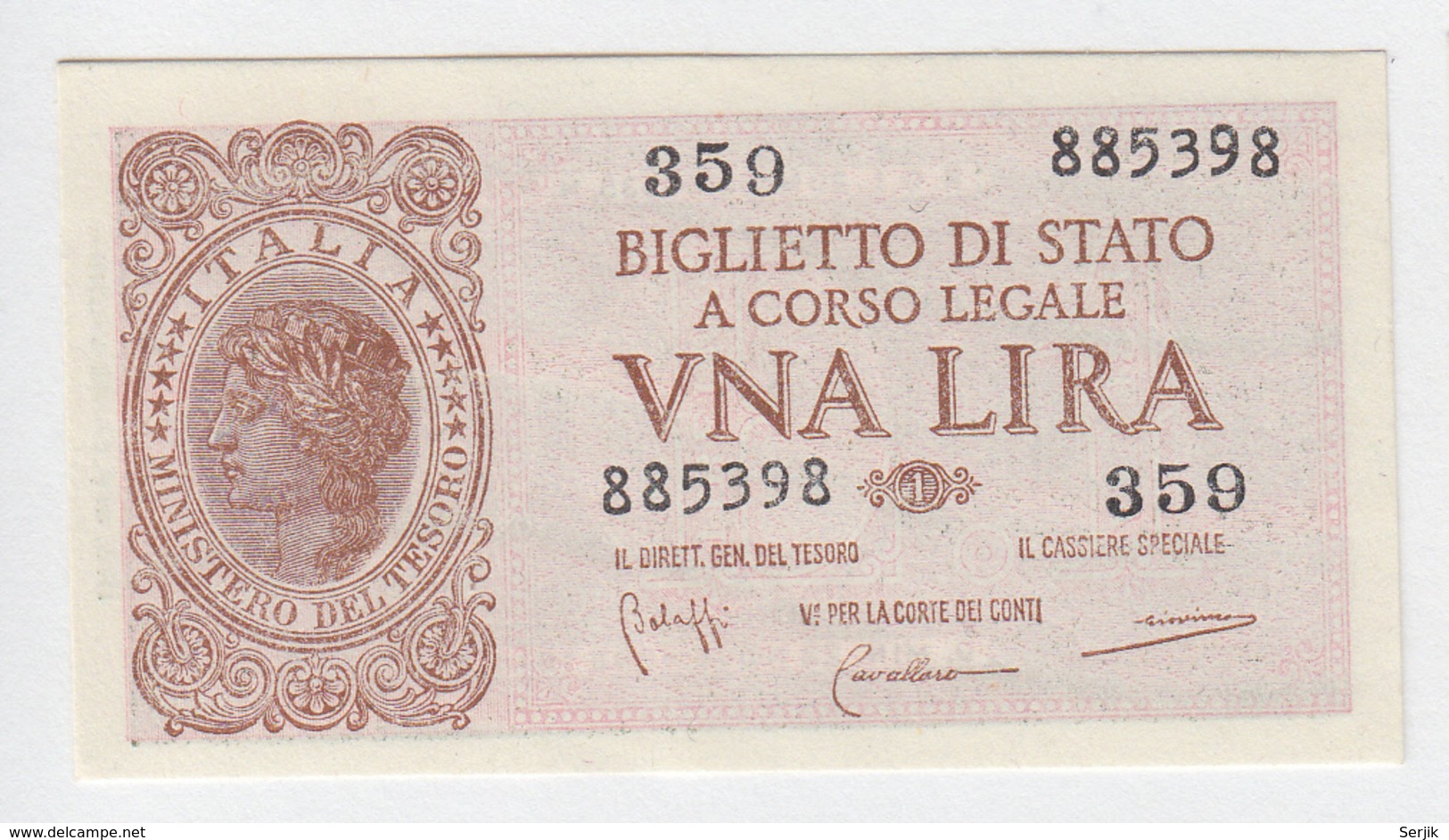 ITALY 1 Lire 1944 AUNC+ Pick 29b 29 B - Italia – 1 Lira