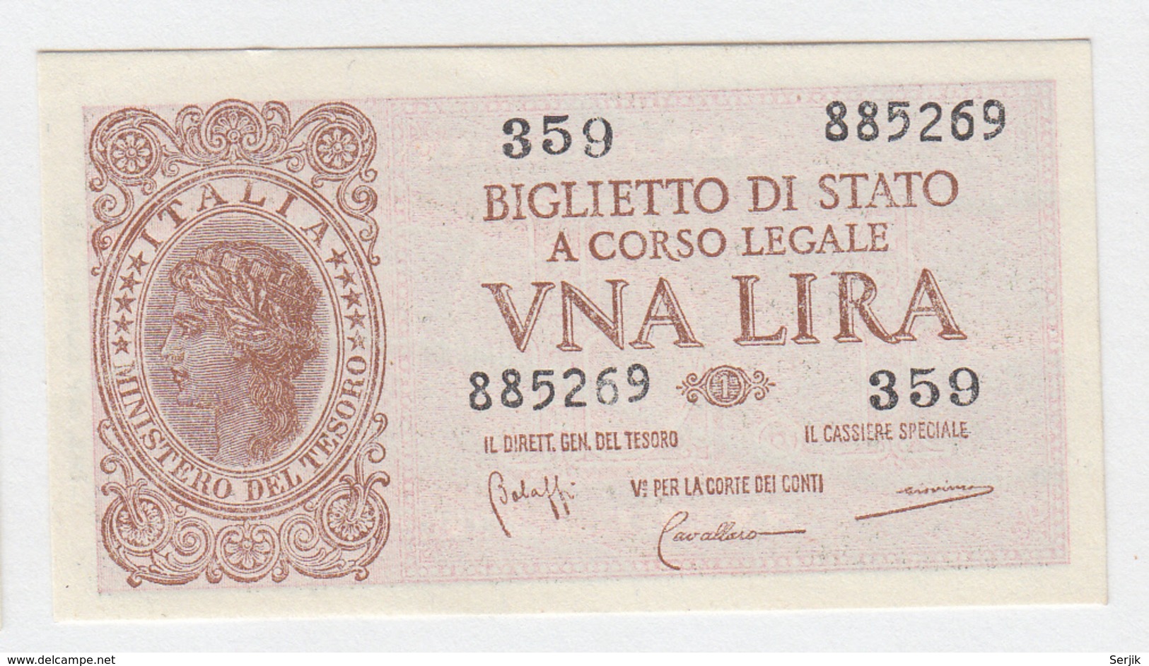 ITALY 1 Lire 1944 AUNC+ Pick 29b 29 B - Italia – 1 Lira