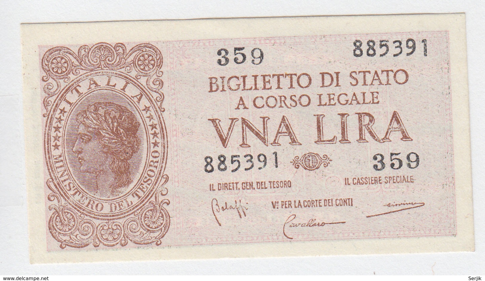 ITALY 1 Lire 1944 AUNC+ Pick 29b 29 B - Italia – 1 Lira