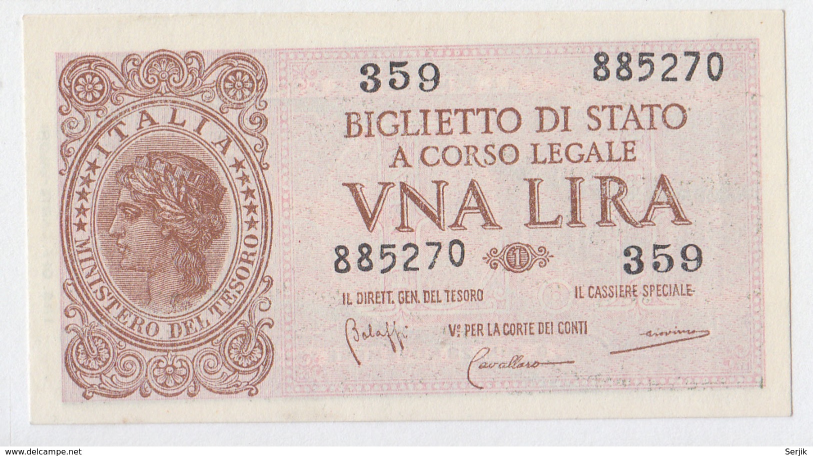 ITALY 1 Lire 1944 AUNC+ Pick 29b 29 B - Italia – 1 Lira