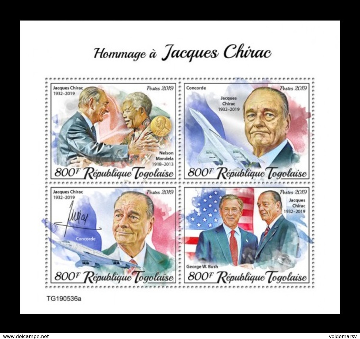 Togo 2019 Mih. 10782/85 President Of France Jacques Chirac. Nelson Mandela. George W. Bush. Concorde MNH ** - Togo (1960-...)