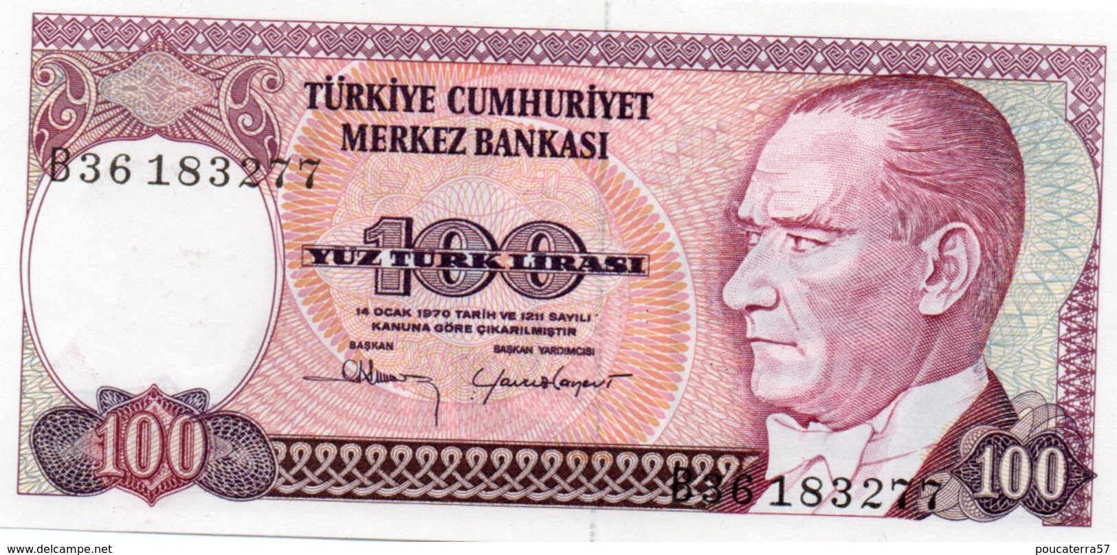 TURKEY=1970    100  LIRA     P-194a    UNC - Turkey