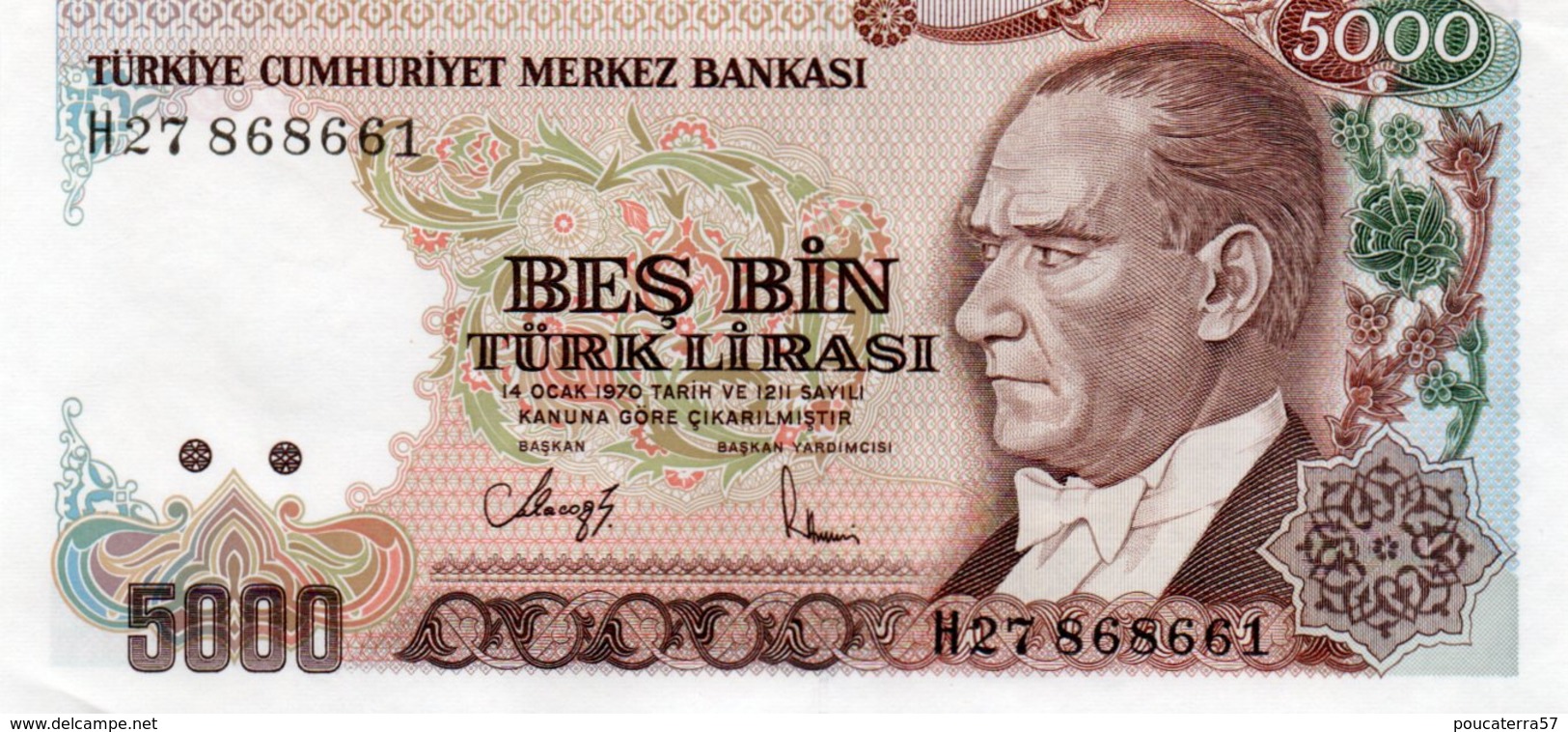 TURKEY=1970    5000  LIRA     P-198    UNC - Turchia