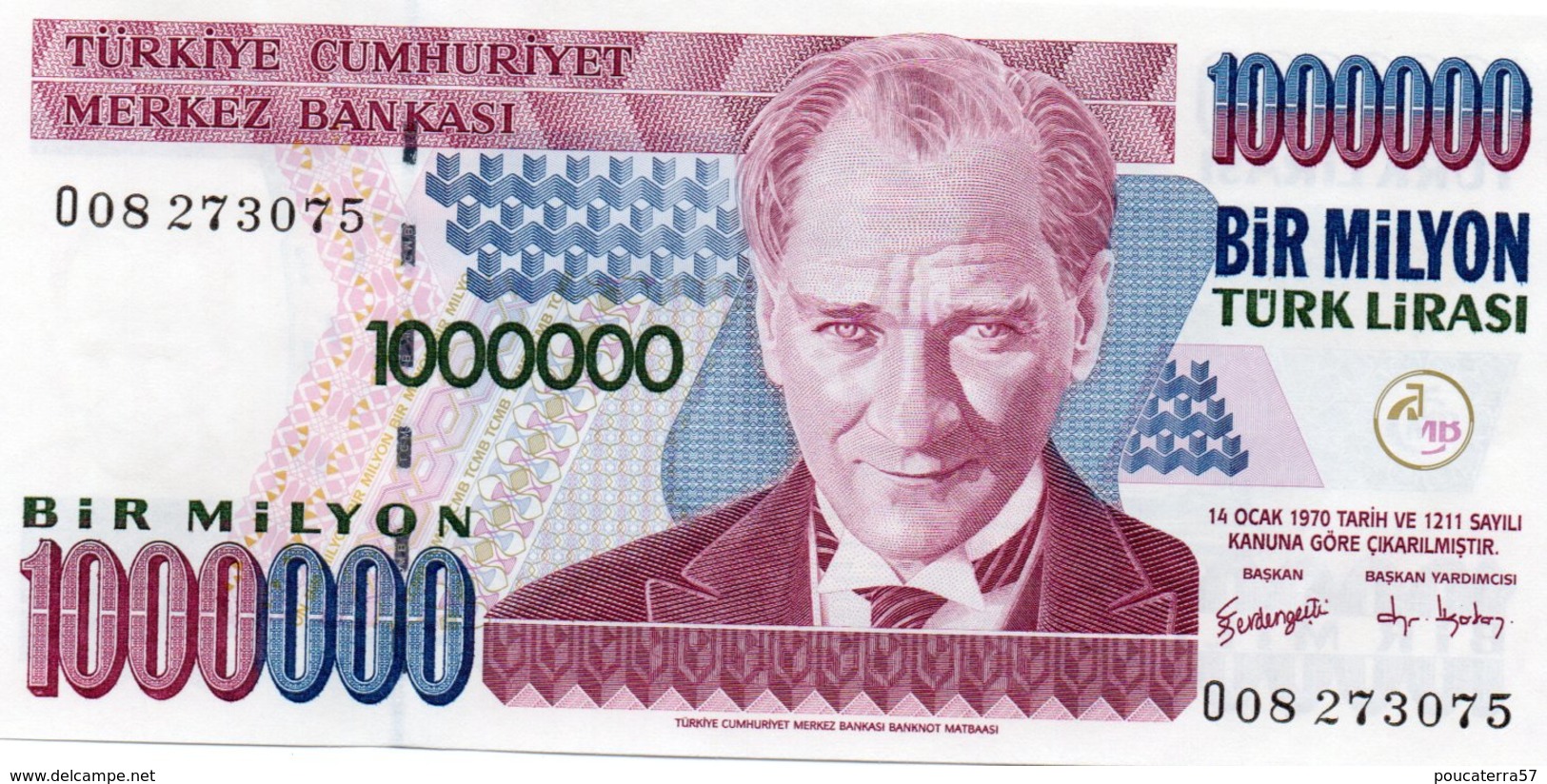 TURKEY=1970    1000.000  LIRA     P-213    UNC - Turchia