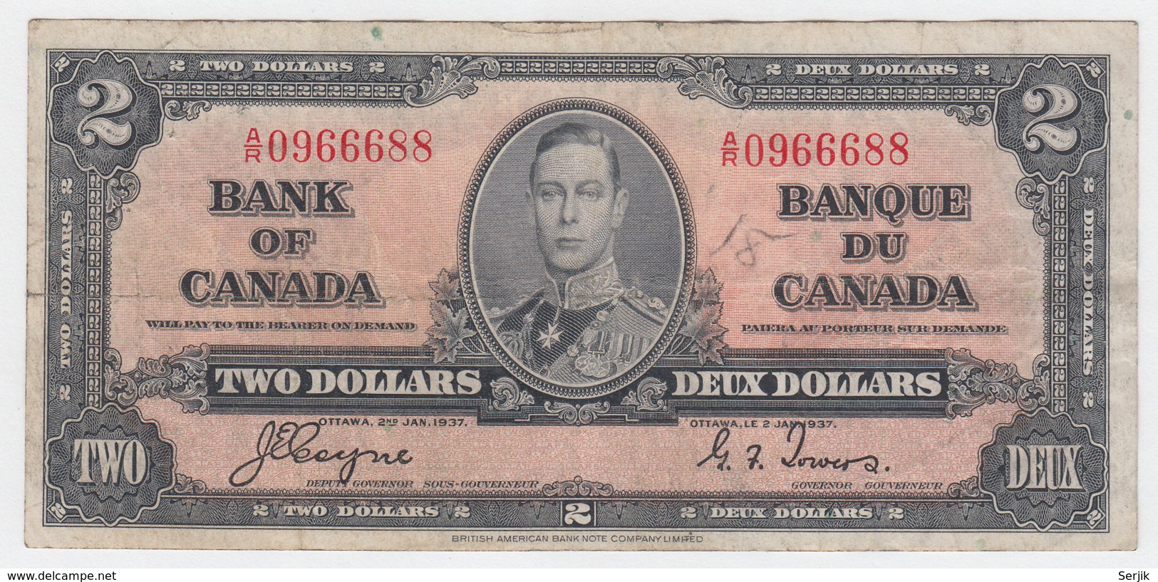 Canada 2 Dollars 1937 AVF Pick 59c 59 C - Canada