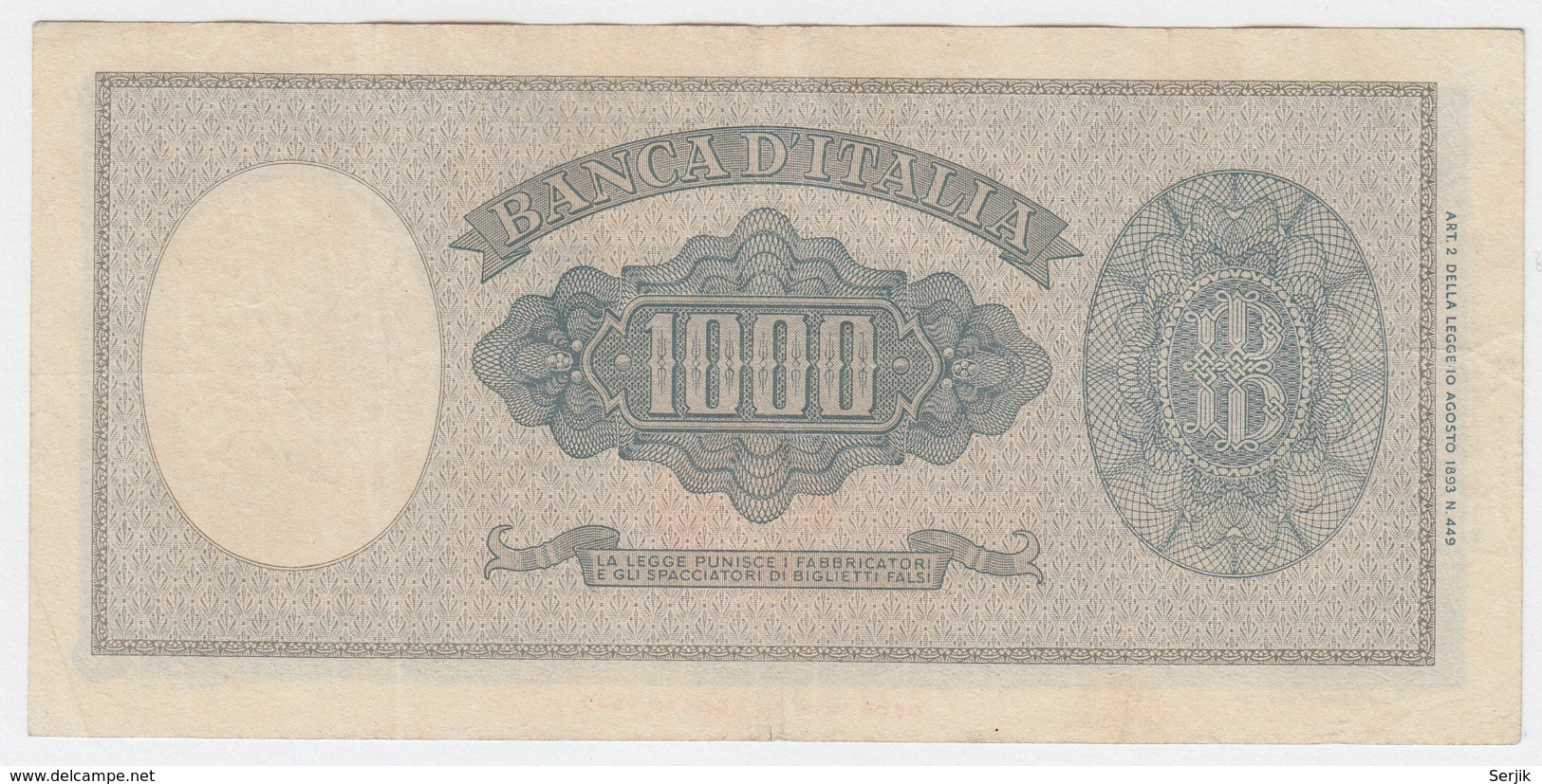 Italy 1000 Lire 1959 VF++ Banknote Pick 88c 88 C - 1000 Lire